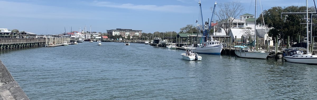 Charleston waterfront harbor with boats and docks