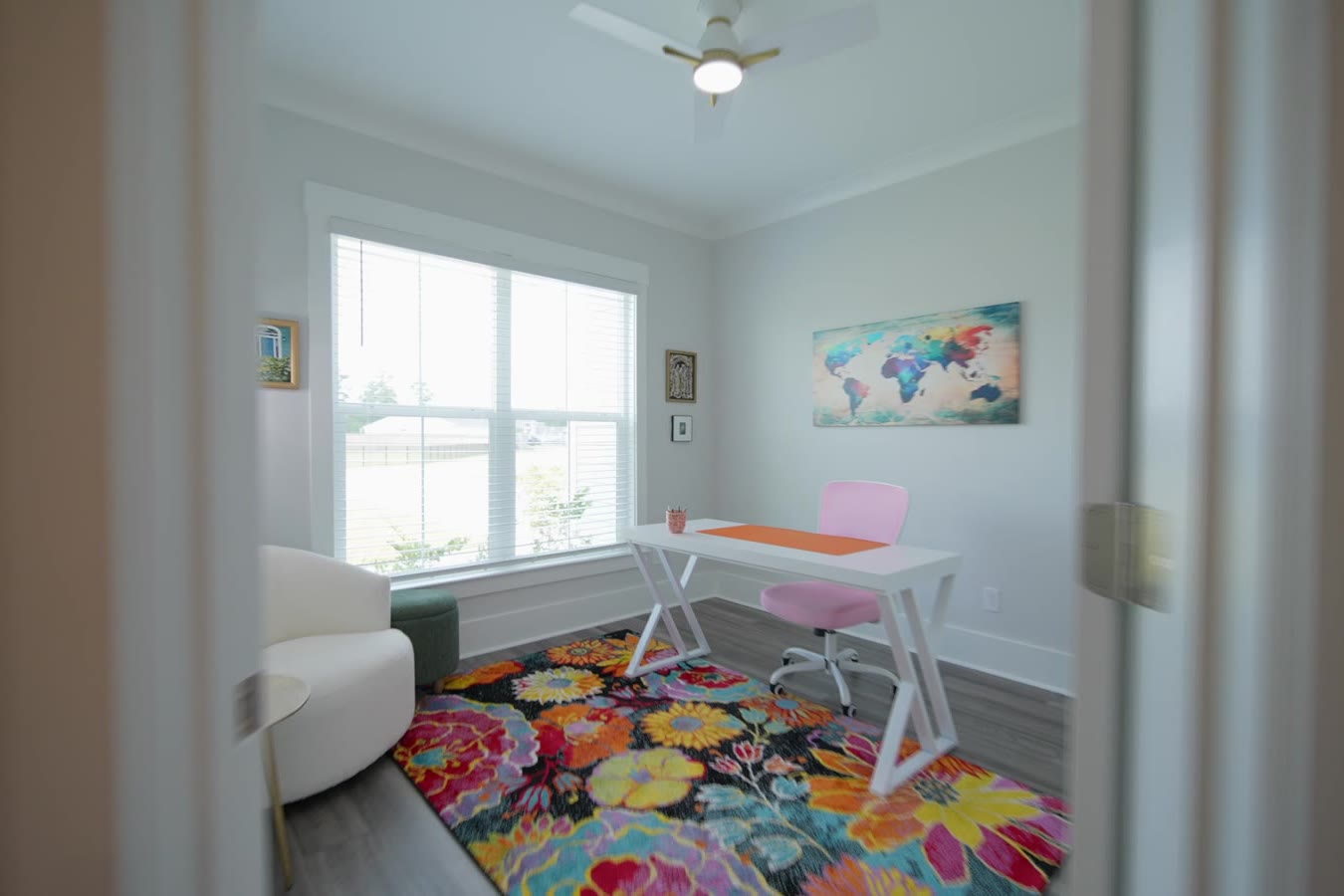 First-floor office with windows to the front yard